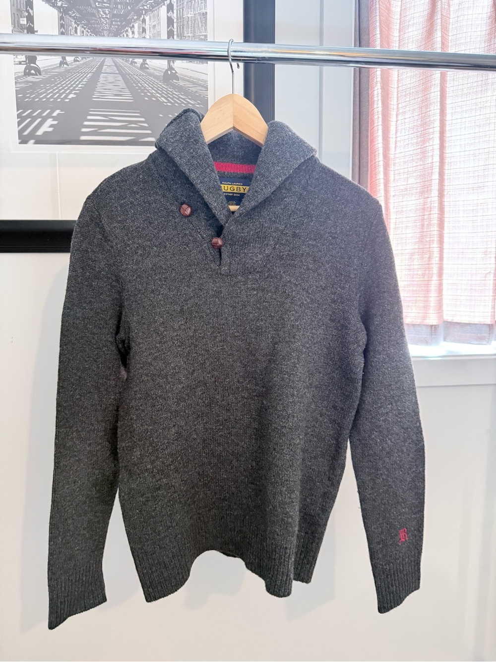 Rugby Ralph Lauren Charcoal Shawl-Collar Cardigan Sweater